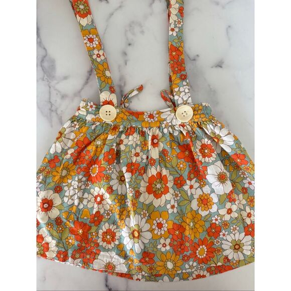 Lacey Lane girls 4 year skirt suspenders floral retro summer pull on 100% cotto - Picture 2 of 8